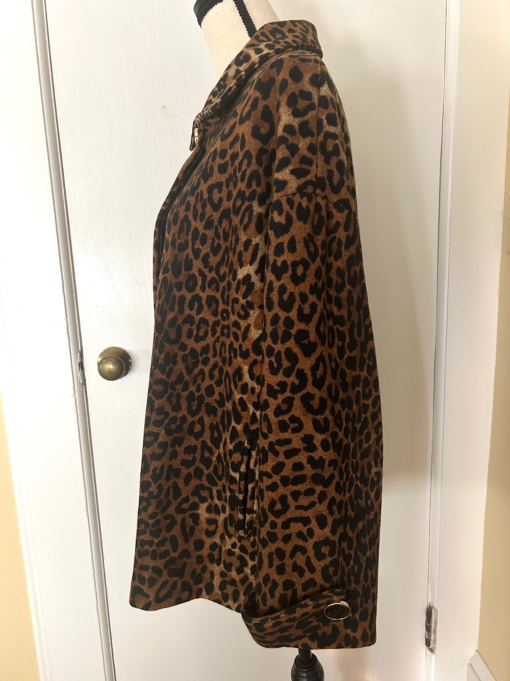 Jones New York Signature Leopard Print Wool Coat Brown Tan Women's Plus 2X - Picture 5 of 17